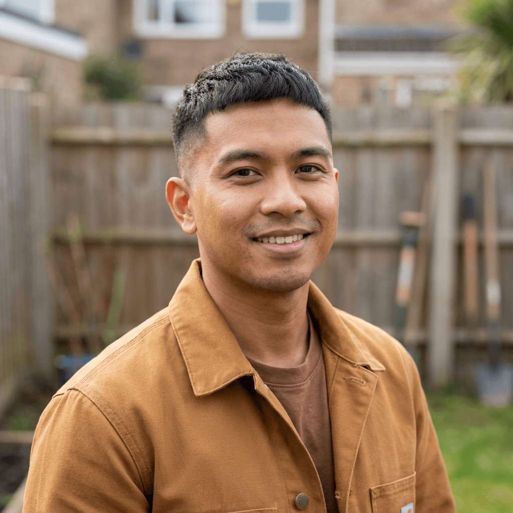 Marcus Chen, a weekend chef, holding a chef's knife